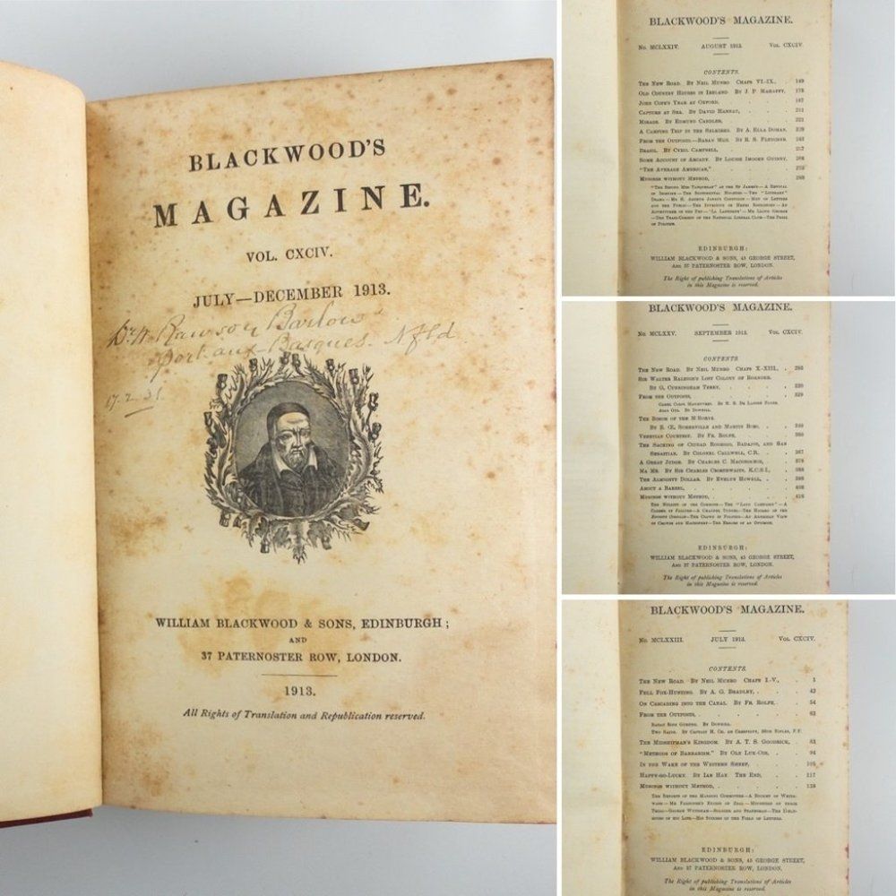 2/$50 - 1913 Blackwood's Magazine July - September Hardcover- Second Baltic War